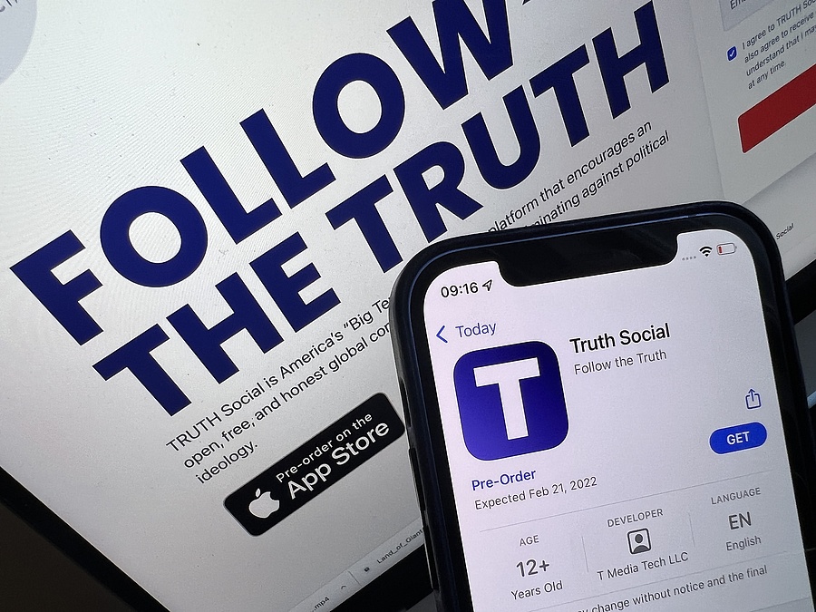 Truth Social logója, az alkalmazás még nem elérhető